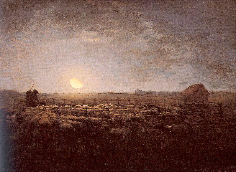 Jean-Franc Millet The Sheep Meadow Moonlight china oil painting image